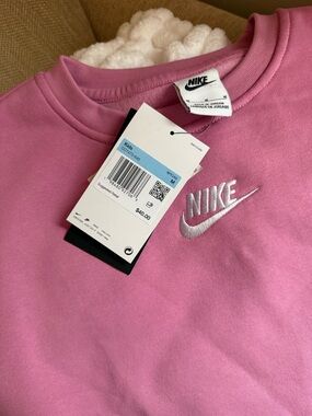 Nike Pink Crewneck Sweatshirt with White Embroidered Swoosh